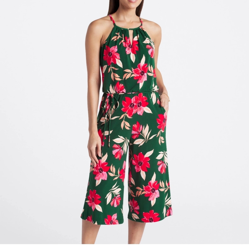 MAGGY LONDON,NWT Lottie Knit Sleeveless Jumpsuit, Floral,Size 10